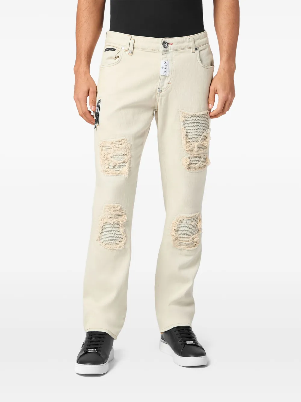 Philipp Plein Jeans met logopatch Beige