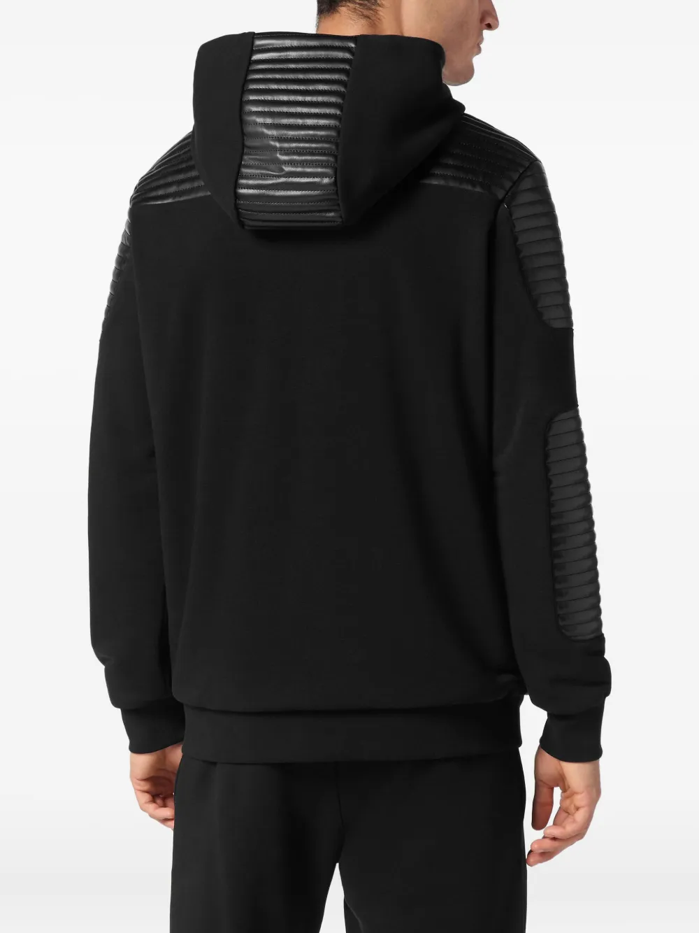 Philipp Plein quilted leather hooded sweatshirt Zwart