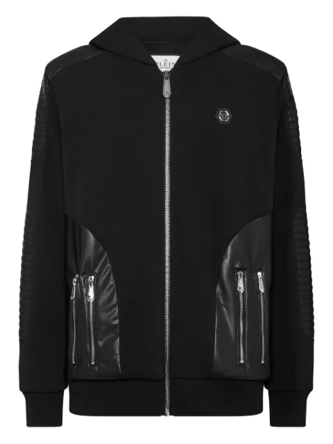 Philipp Plein quilted leather hooded sweatshirt