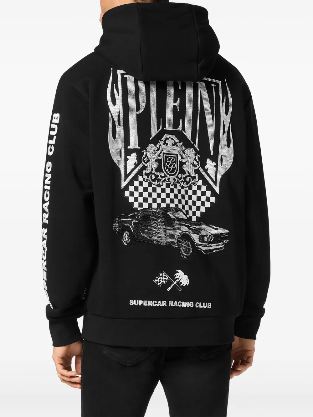Philipp Plein Flame Racing hoodie Zwart