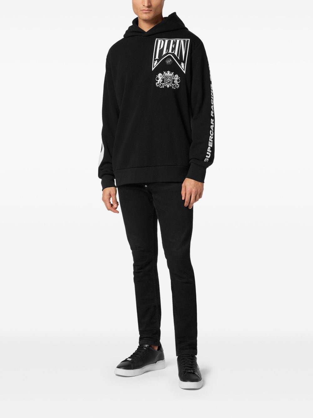 Philipp Plein Flame Racing hoodie - Zwart