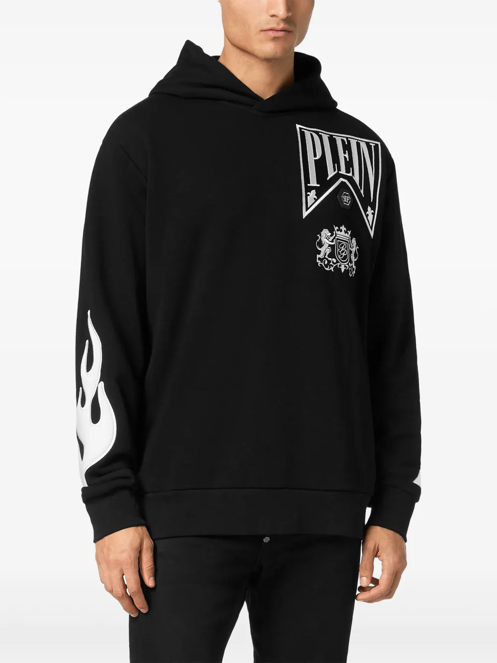 Philipp Plein Flame Racing hoodie Zwart