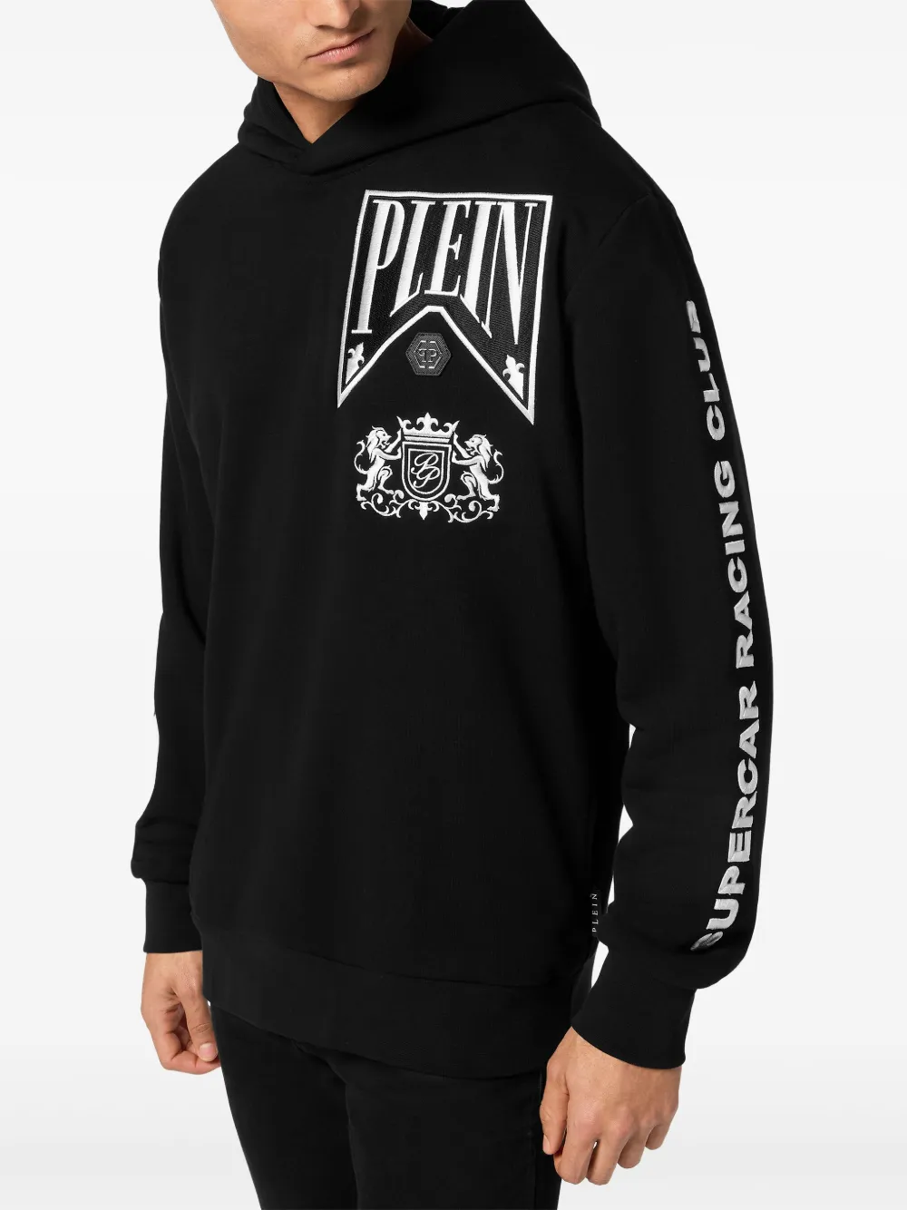 Philipp Plein Flame Racing hoodie Zwart