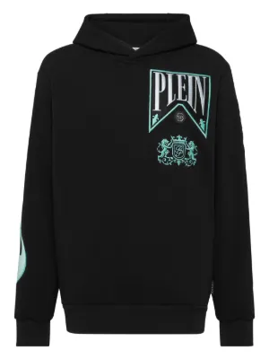 Philipp Plein logo-print Cotton Hoodie | Black | FARFETCH BN