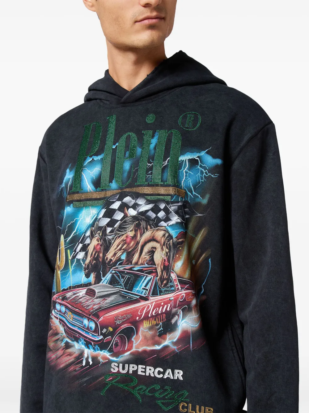 Philipp Plein Racing Club hoodie Zwart