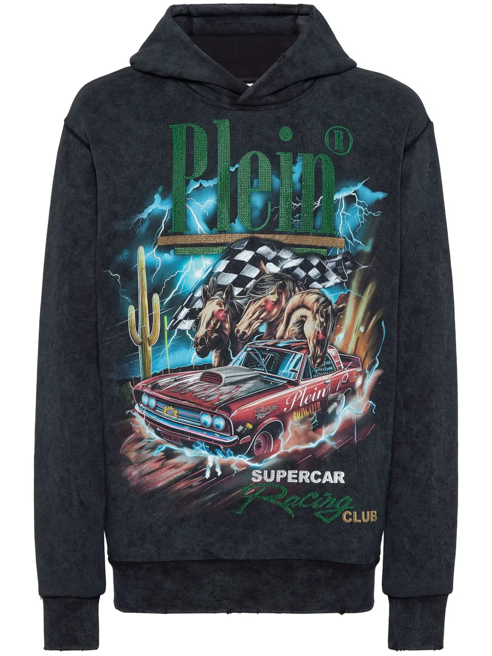 Philipp Plein Racing Club hoodie Zwart