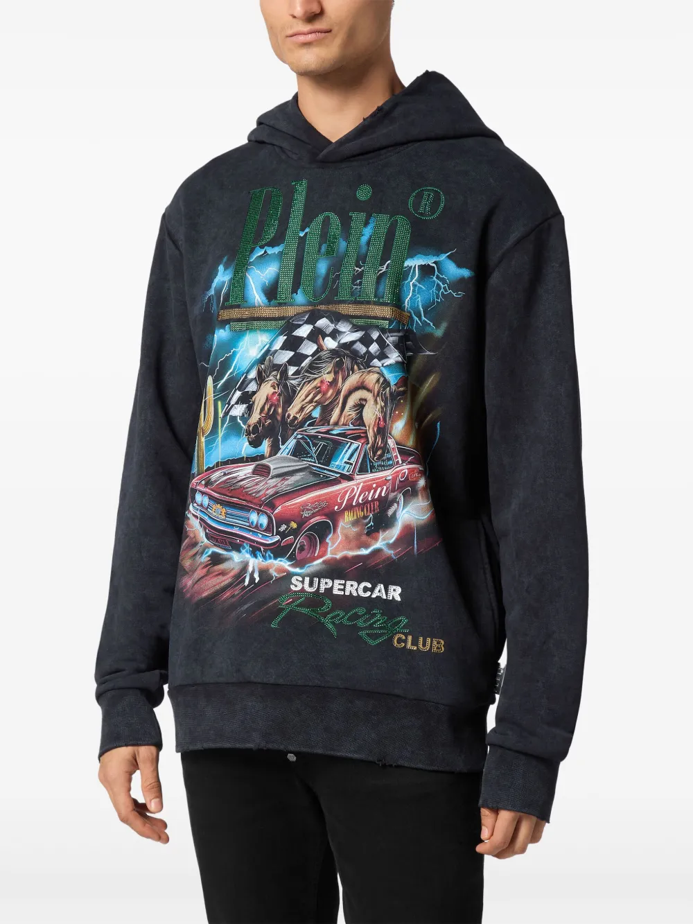 Philipp Plein Racing Club hoodie Zwart