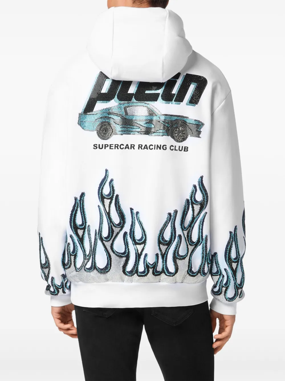Philipp Plein Flame Racing hoodie Wit