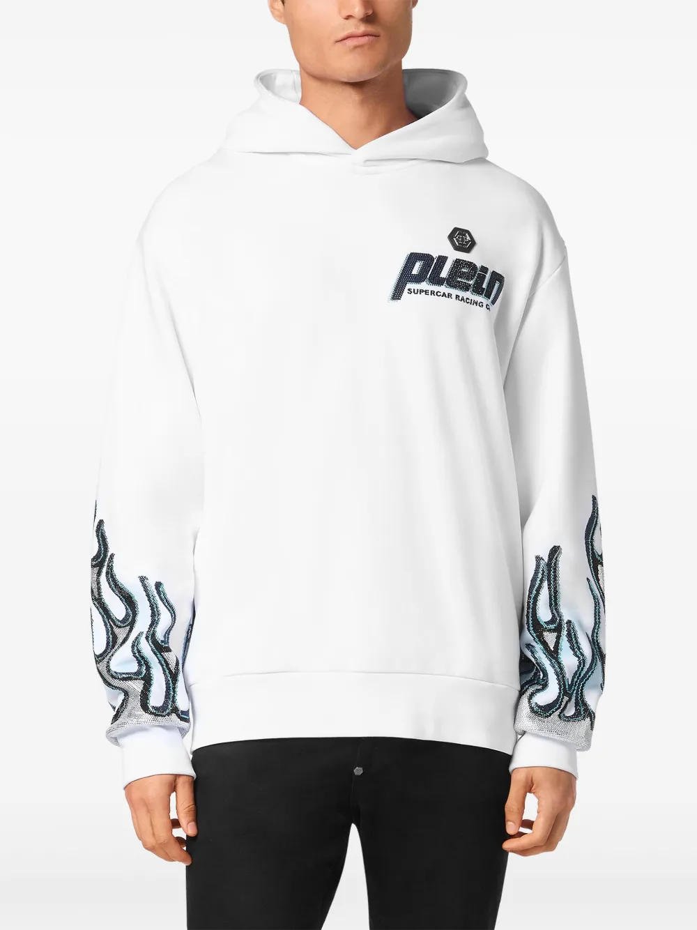 Philipp Plein Flame Racing hoodie Wit