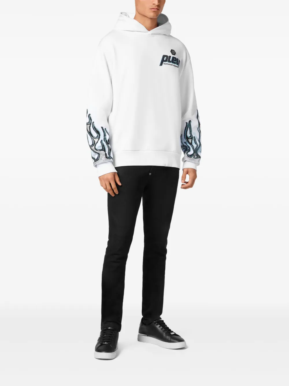 Philipp Plein Flame Racing hoodie - Wit