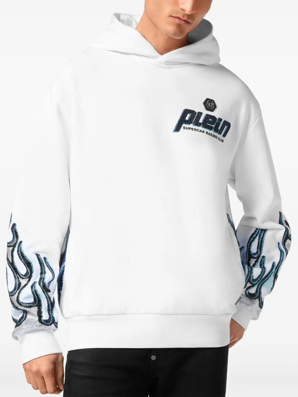Philipp Plein Flame Racing hoodie Wit