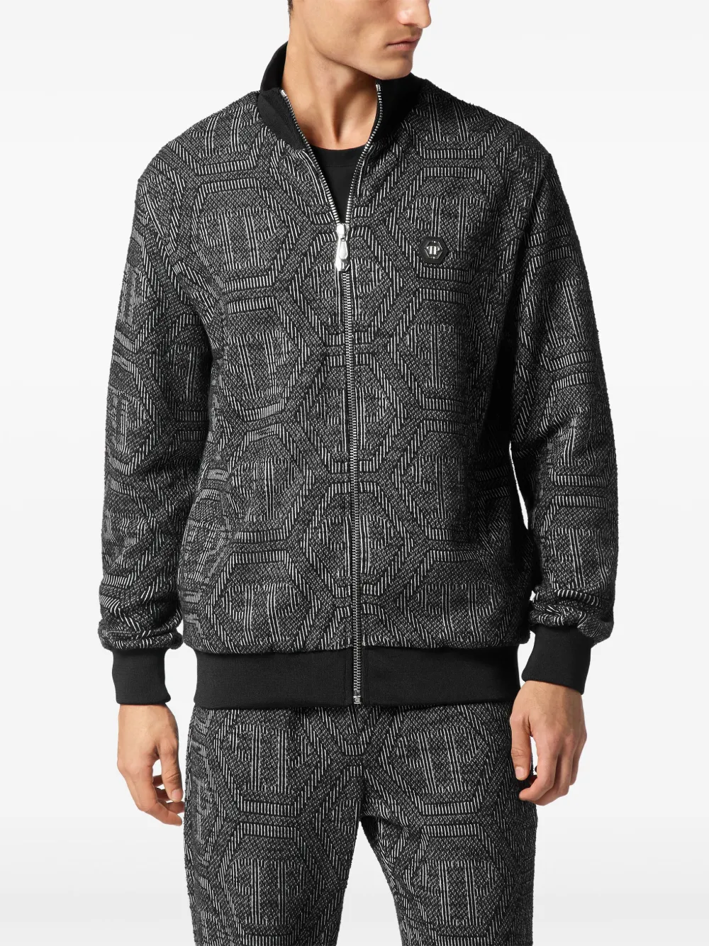 Philipp Plein Bomberjack met monogram Zwart