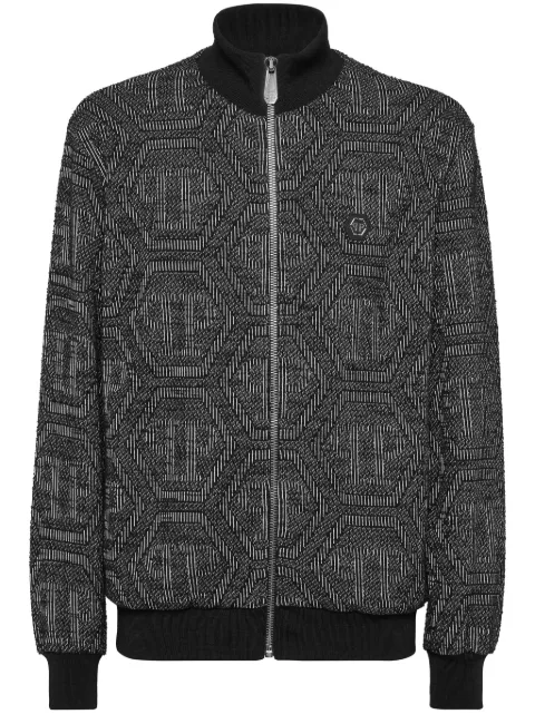 Philipp Plein chamarra bomber con monograma en jacquard