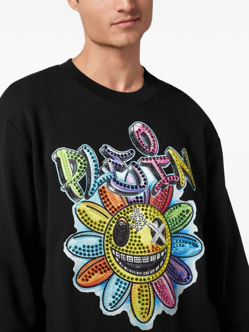 Philipp Plein Stones Smile sweater met bloemenprint Zwart