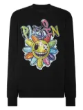 Philipp Plein Stones Smile-embellished flower sweatshirt - Black