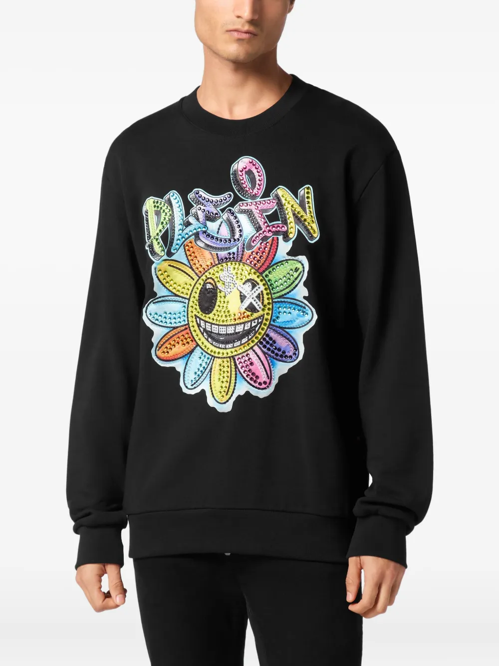 Philipp Plein Stones Smile sweater met bloemenprint - Zwart