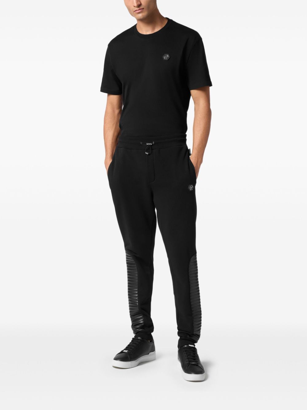 Philipp Plein leather-inserts track pants - Zwart