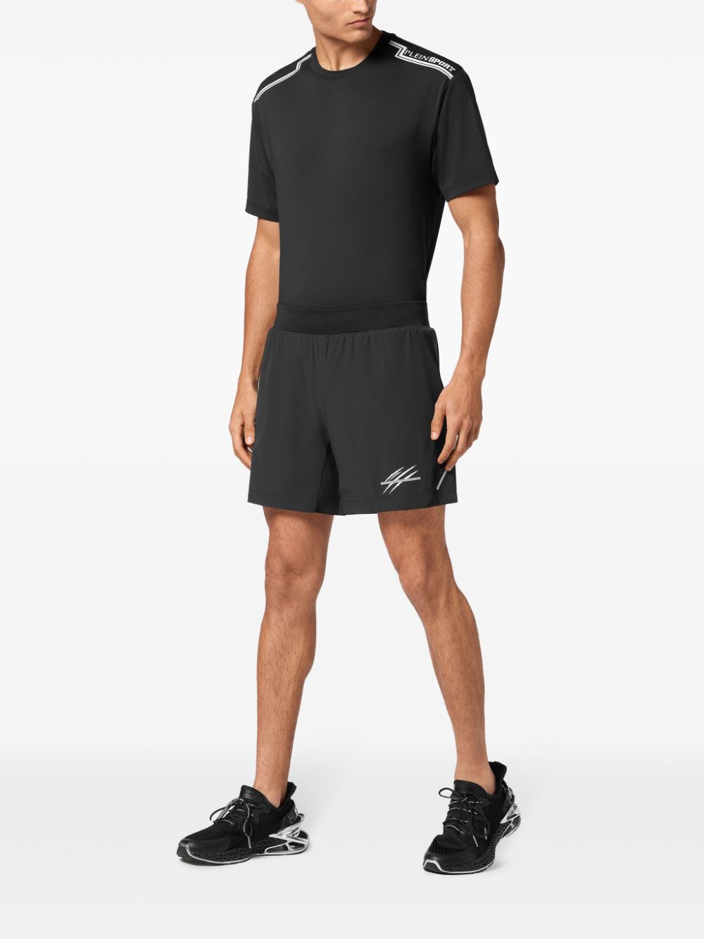 Plein Sport Hardloopshorts met print - Zwart