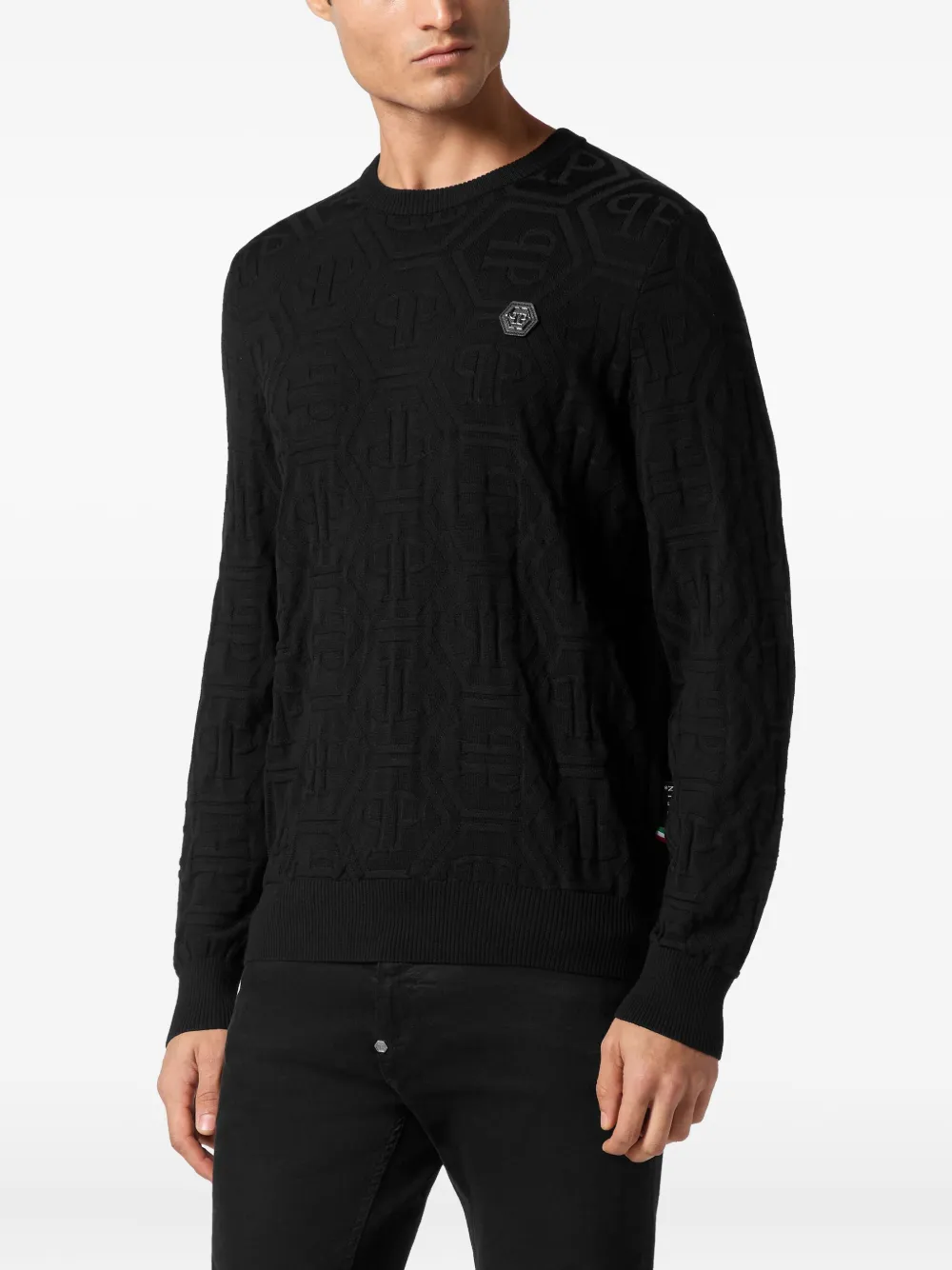 Philipp Plein Sweater met logopatch Zwart