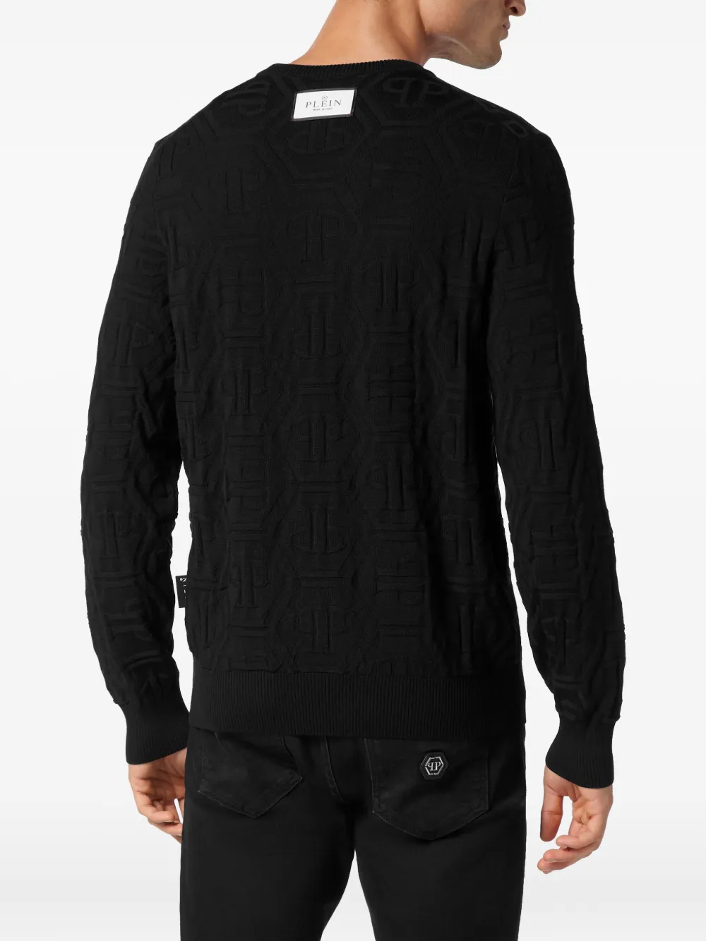 Philipp Plein Sweater met logopatch Zwart
