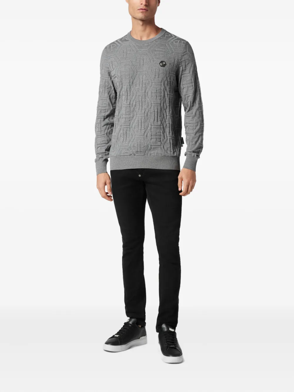 Philipp Plein logo-patch jumper - Grijs