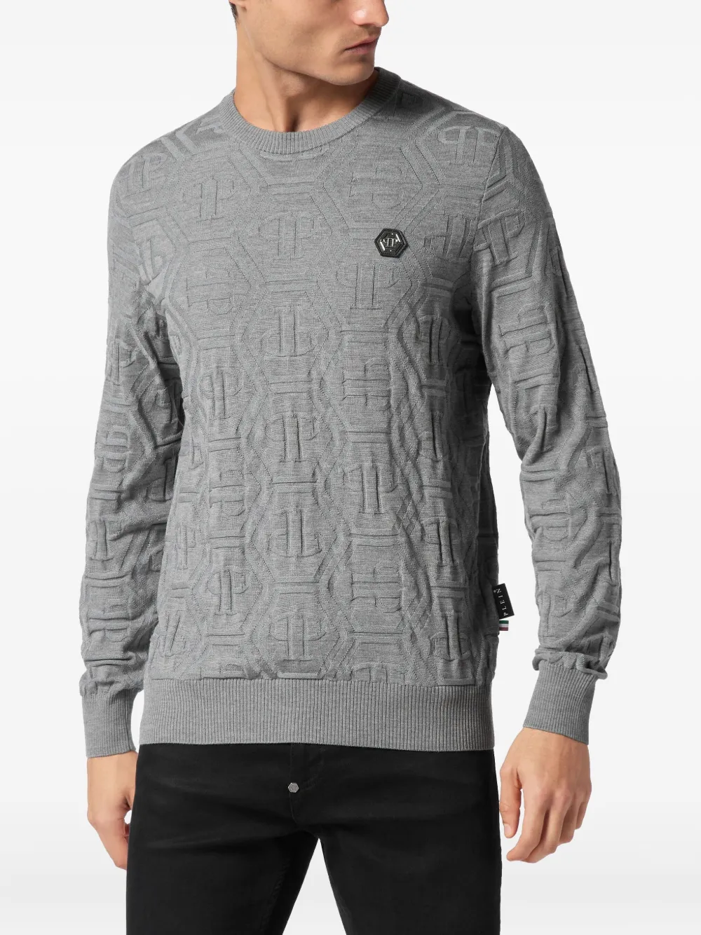 Philipp Plein Trui met logopatch Grijs