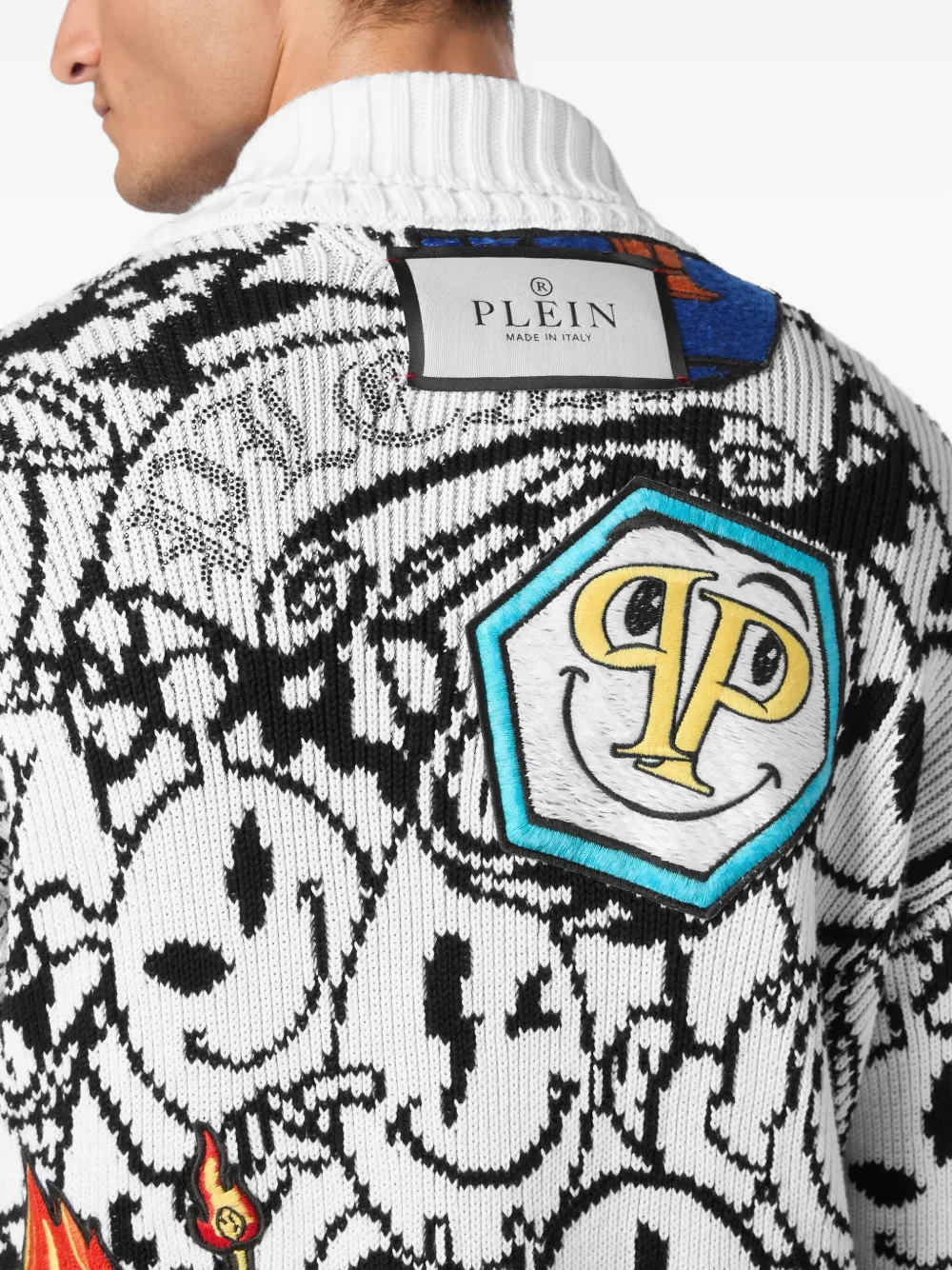 Philipp Plein Smile distressed cardigan Wit