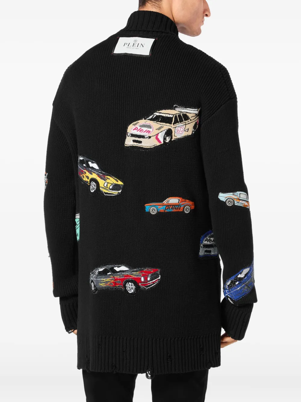 Philipp Plein Intarsia vest met auto Zwart