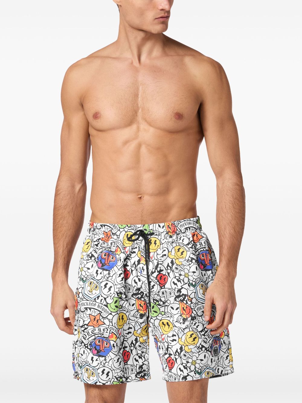 Philipp Plein graphic-print swim shorts - Wit