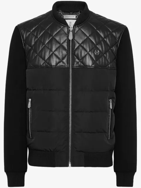 Philipp Plein leather bomber jacket