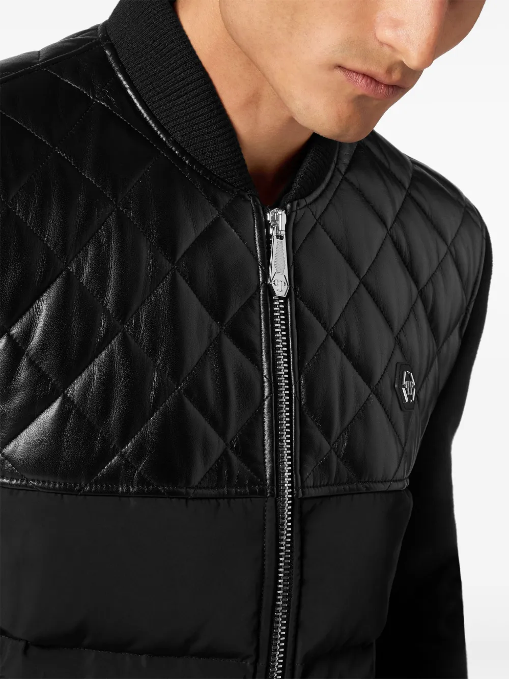 Philipp Plein Leren bomberjack Zwart