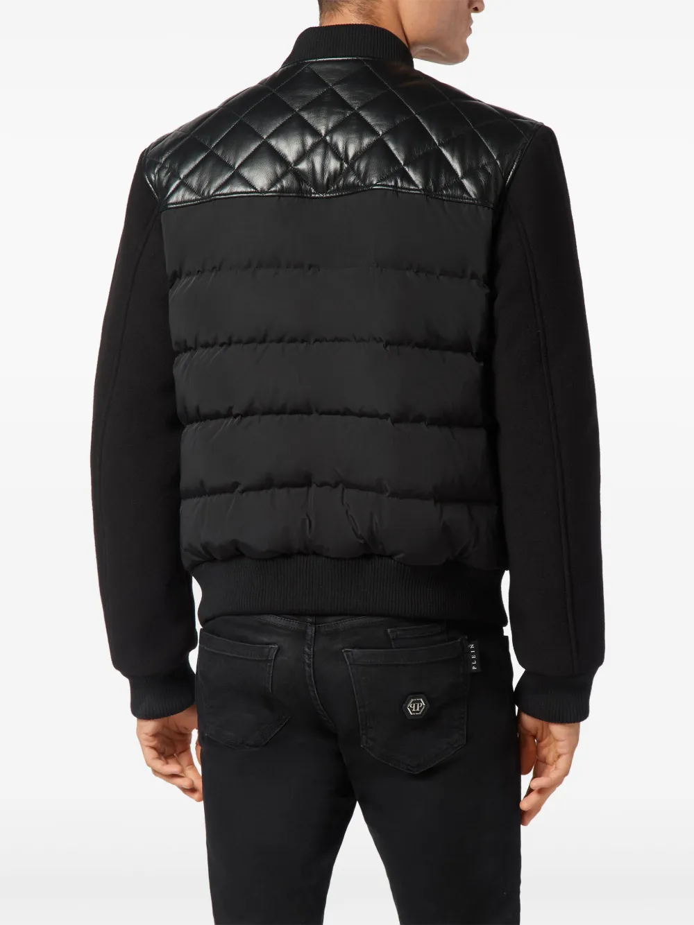 Philipp Plein Leren bomberjack Zwart