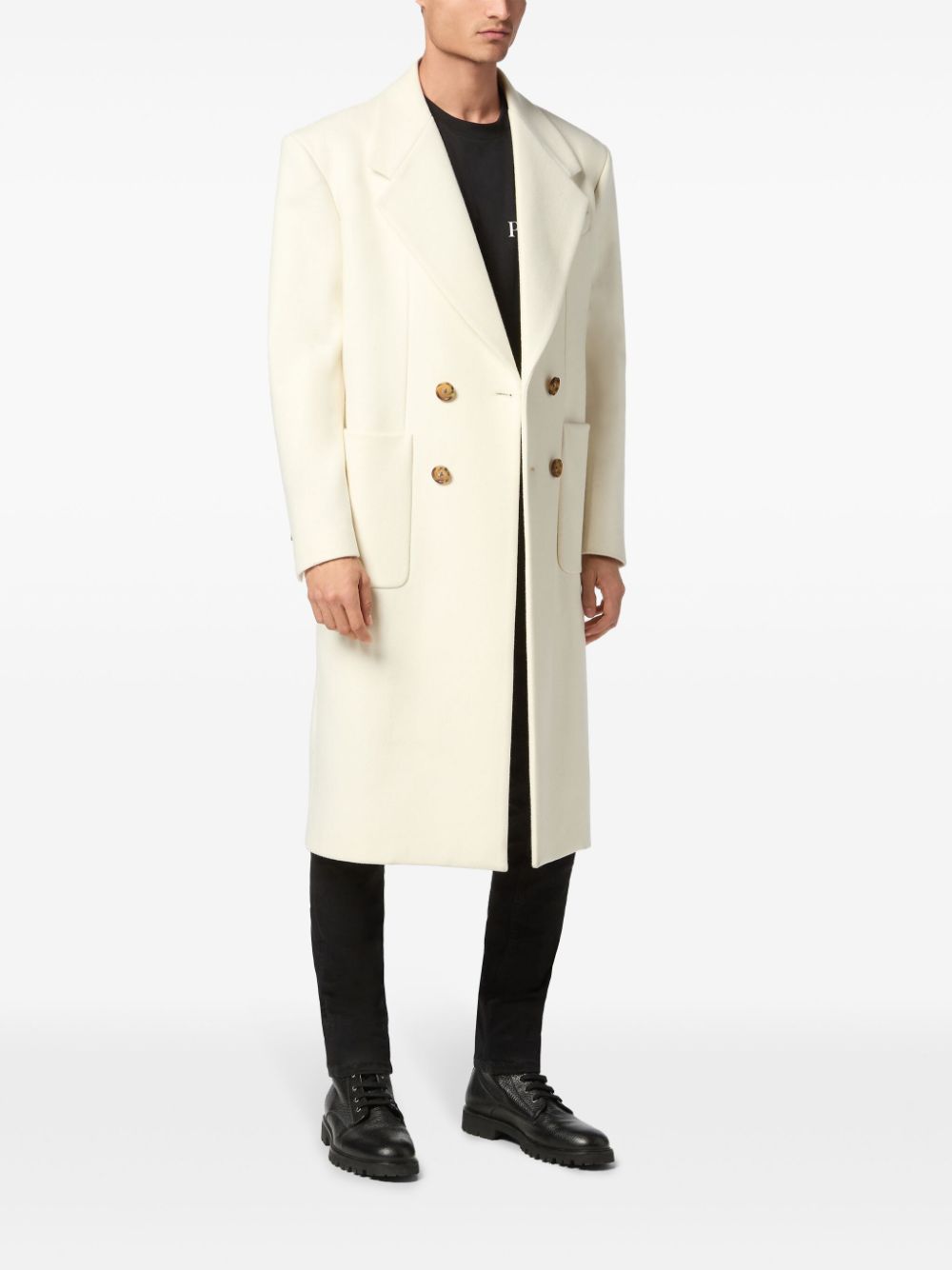 Philipp Plein double-breasted peacoat - White