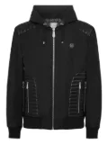 Philipp Plein hooded leather-insert jacket - Black