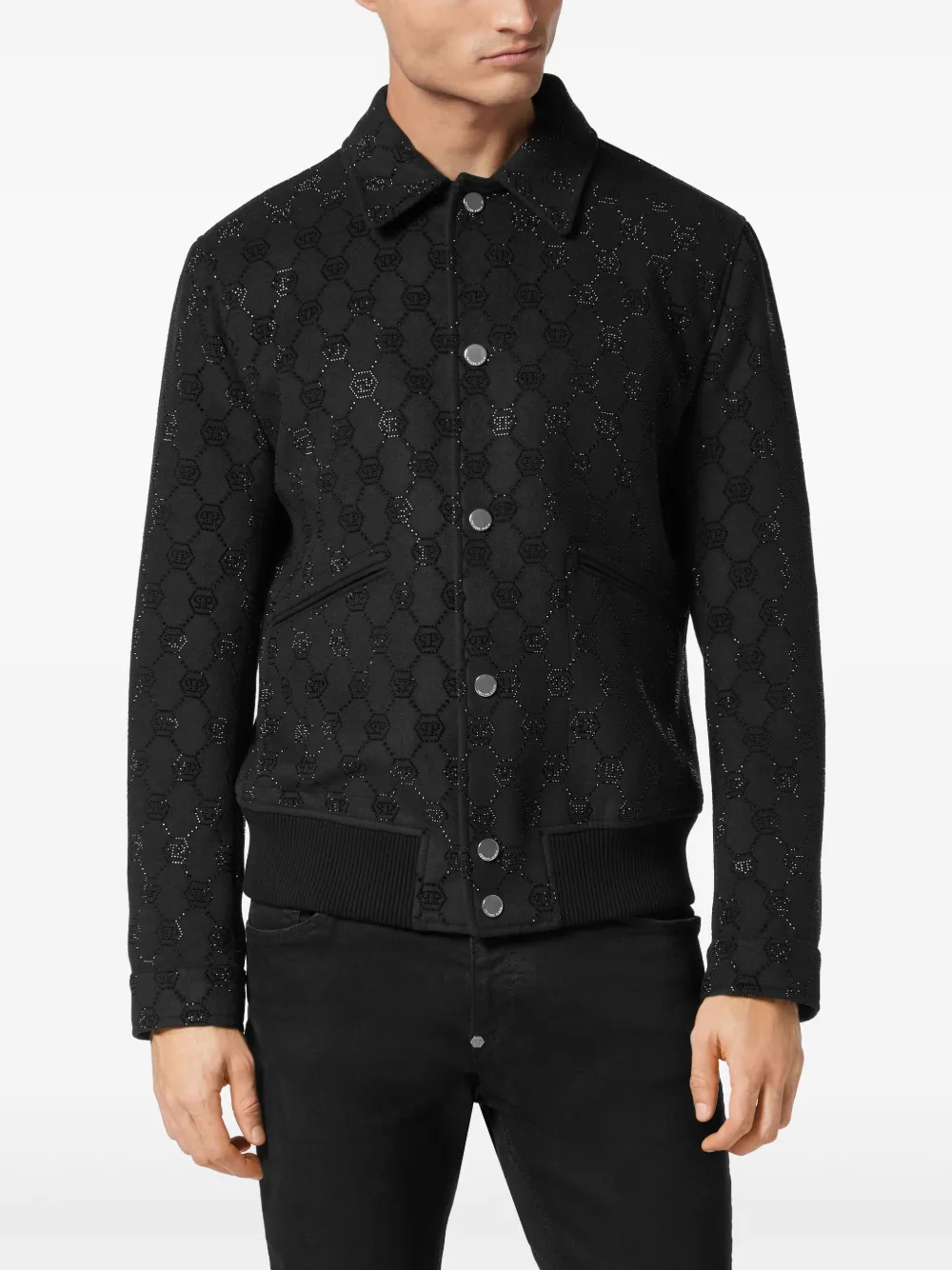 Philipp Plein Monogram bomberjack Zwart