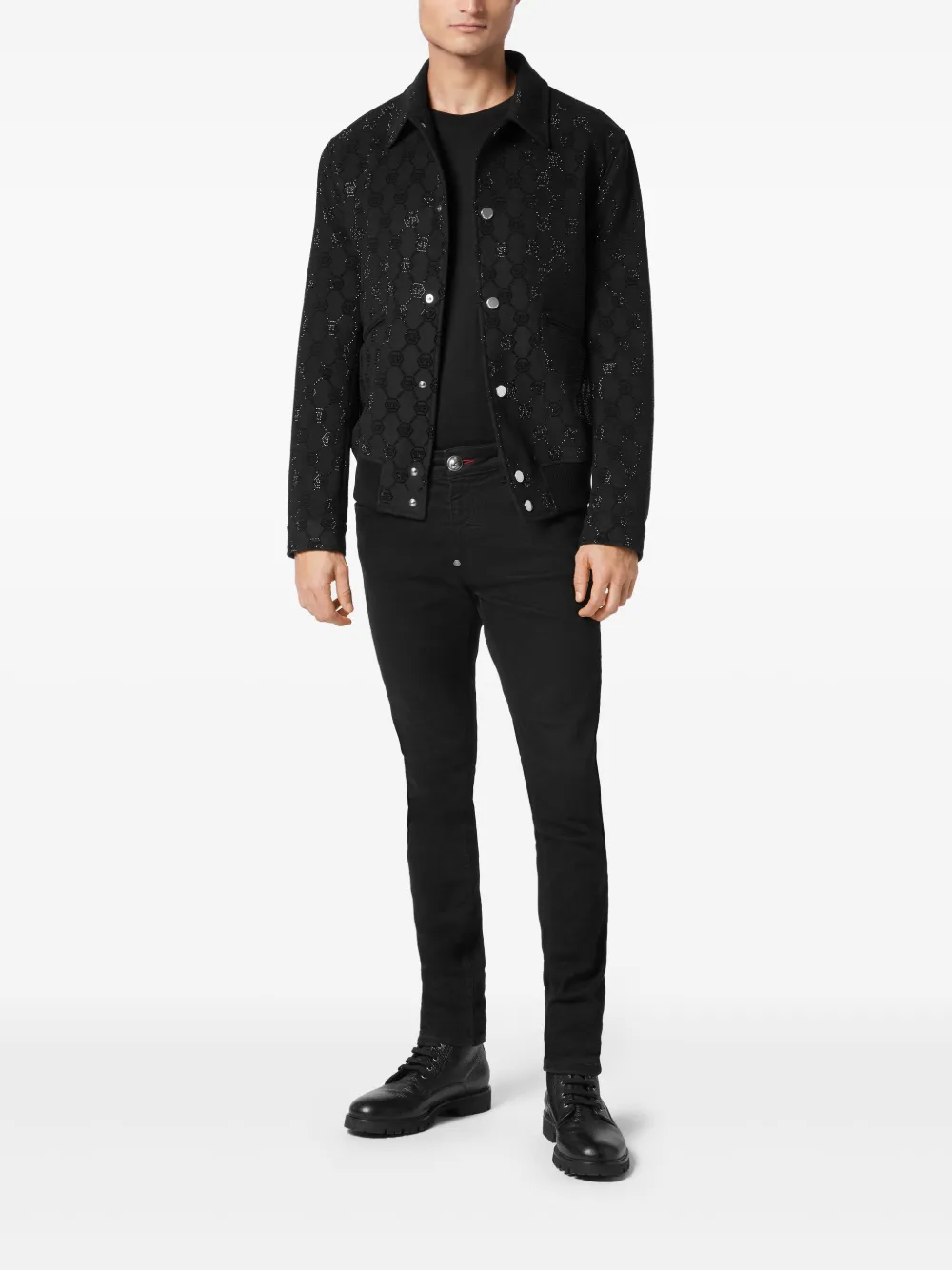 Philipp Plein LS Monogram bomber jacket - Zwart