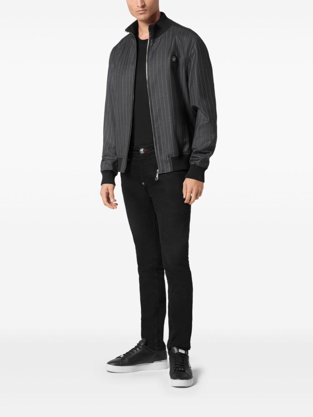 Philipp Plein pinstriped bomber jacket - Grijs