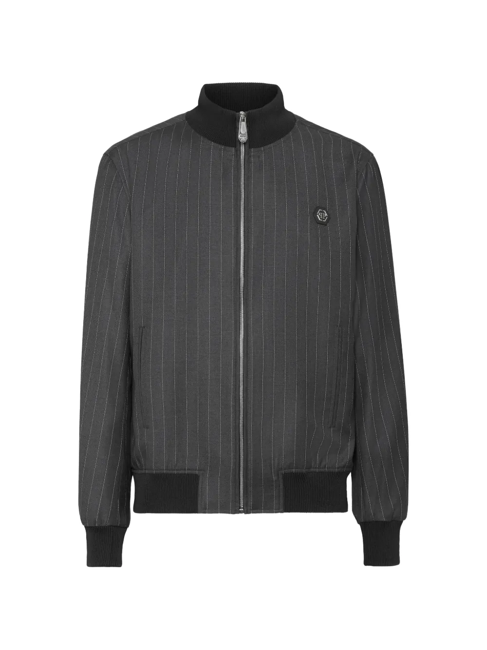 Philipp Plein pinstriped bomber jacket - Grigio