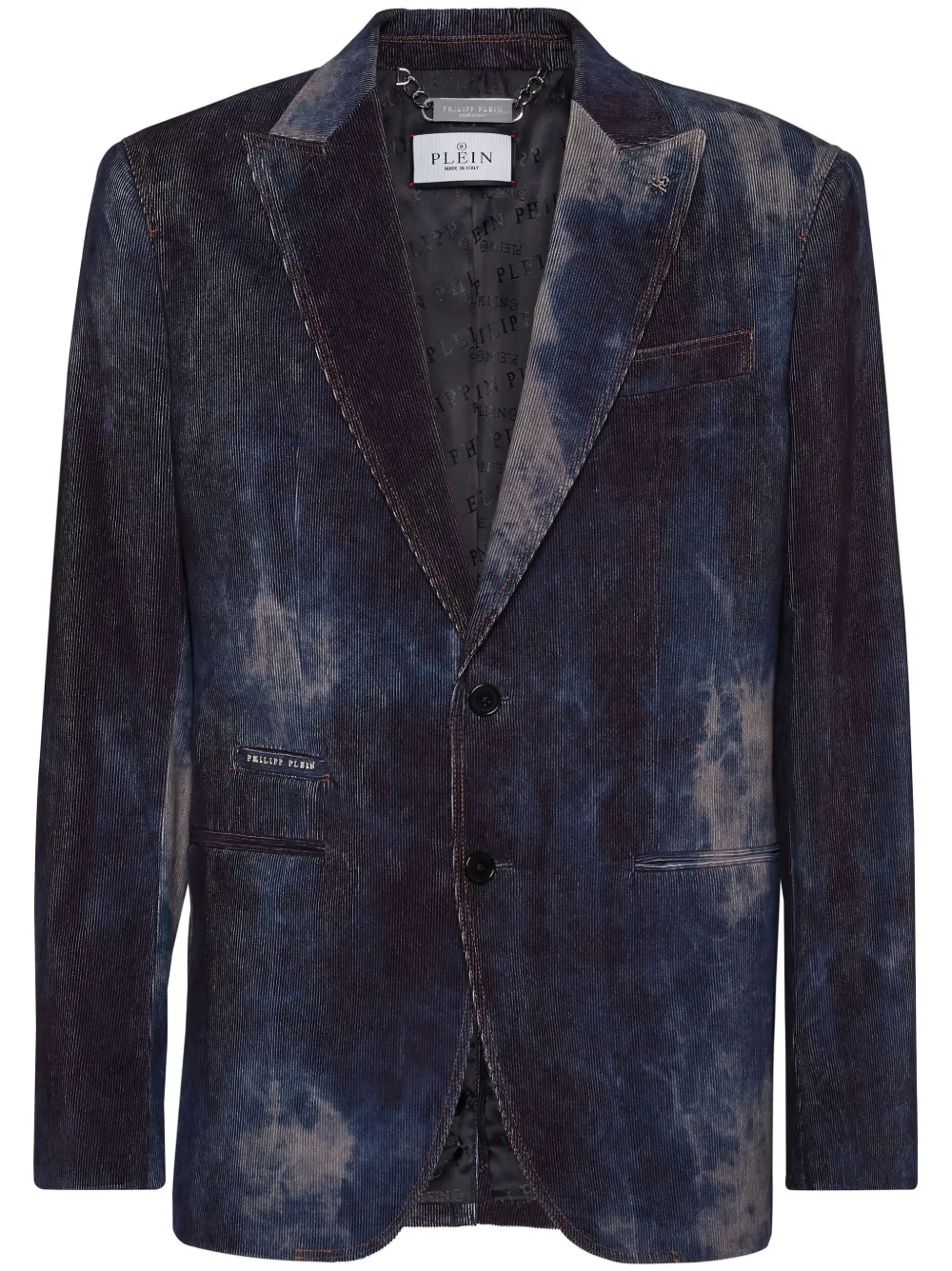 Philipp Plein bleached-effect velvet blazer - Blue