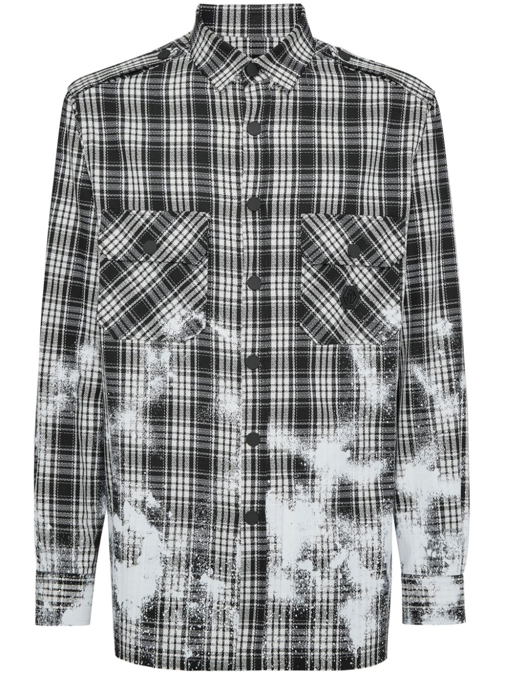 Philipp Plein checked long-sleeve shirt - Black