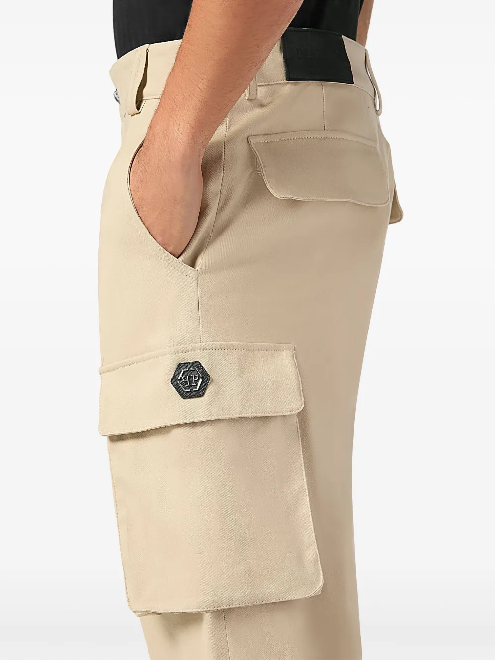Philipp Plein Cargo broek met logoplakkaat Beige