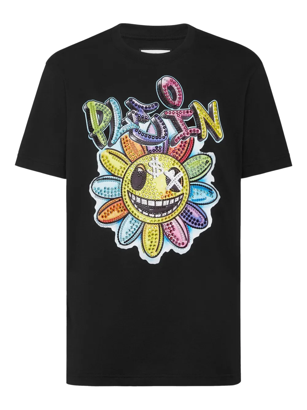 Philipp Plein Stones Smile crystal-embellished flower T-shirt Zwart