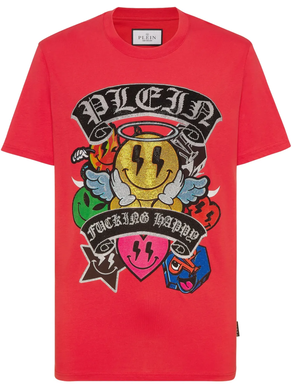 Philipp Plein SS Strass Smile T-shirt Wit