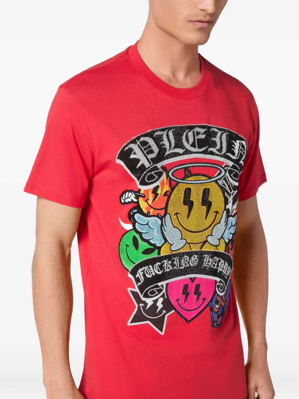 Philipp Plein Smile T-shirt met stras Wit
