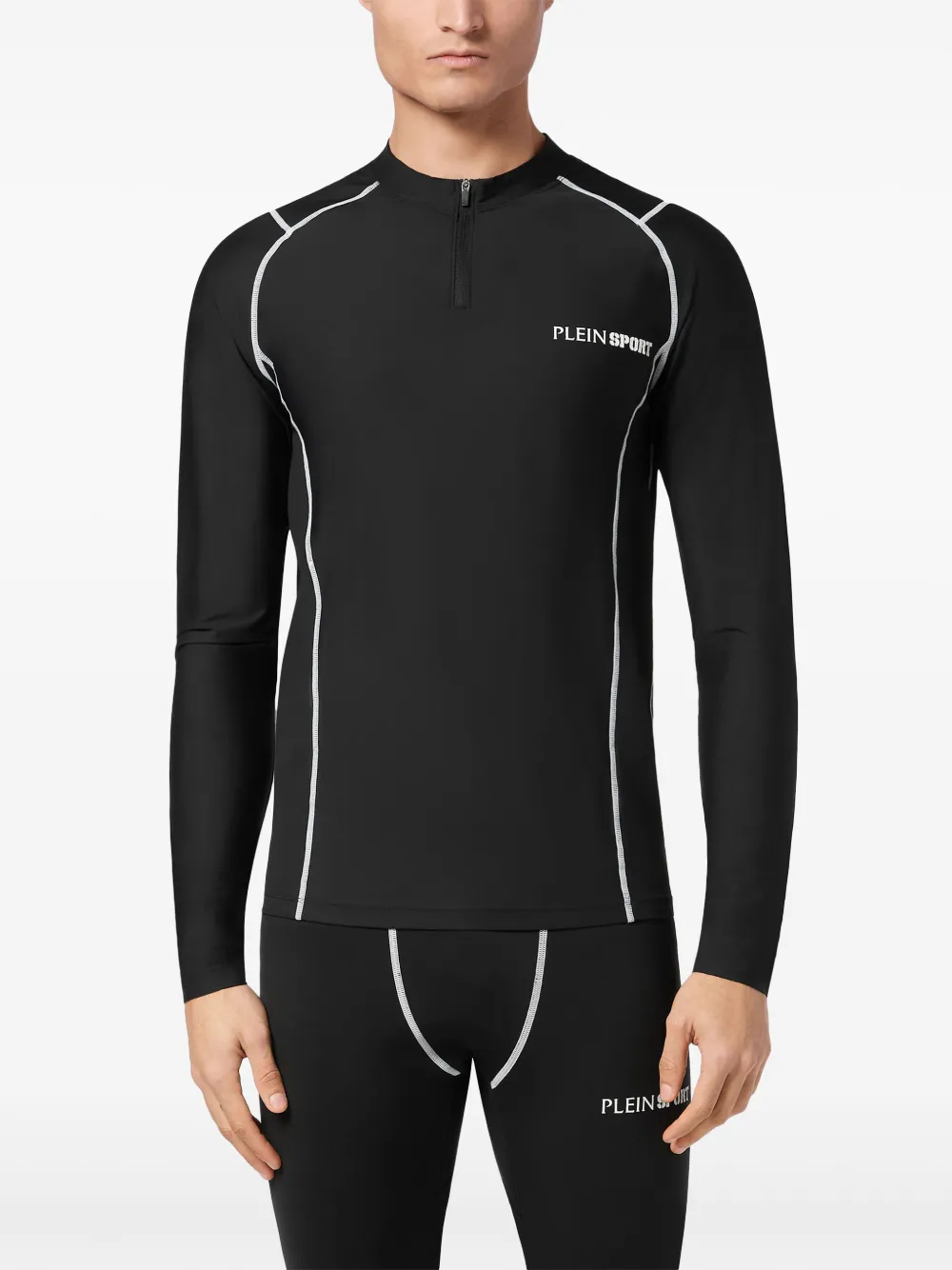 Plein Sport T-shirt met contrasterend stiksel en lange mouwen Zwart