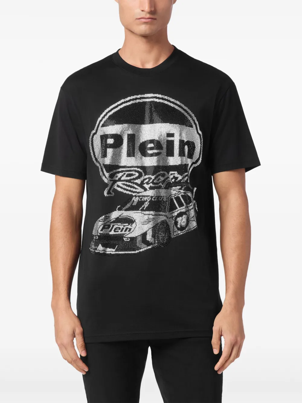 Philipp Plein Cars Racing T-shirt met stras Zwart