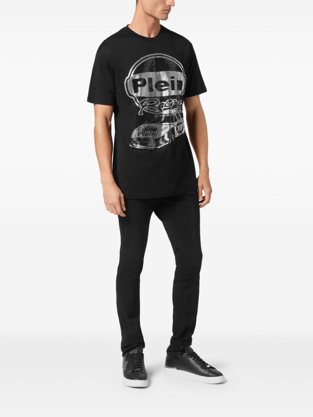 Philipp Plein Cars Racing T-shirt met stras - Zwart