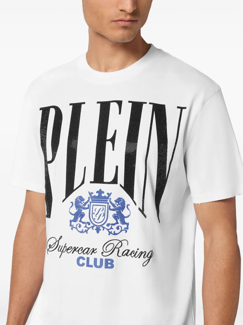 Philipp Plein Cars Racing T-shirt met stras Wit