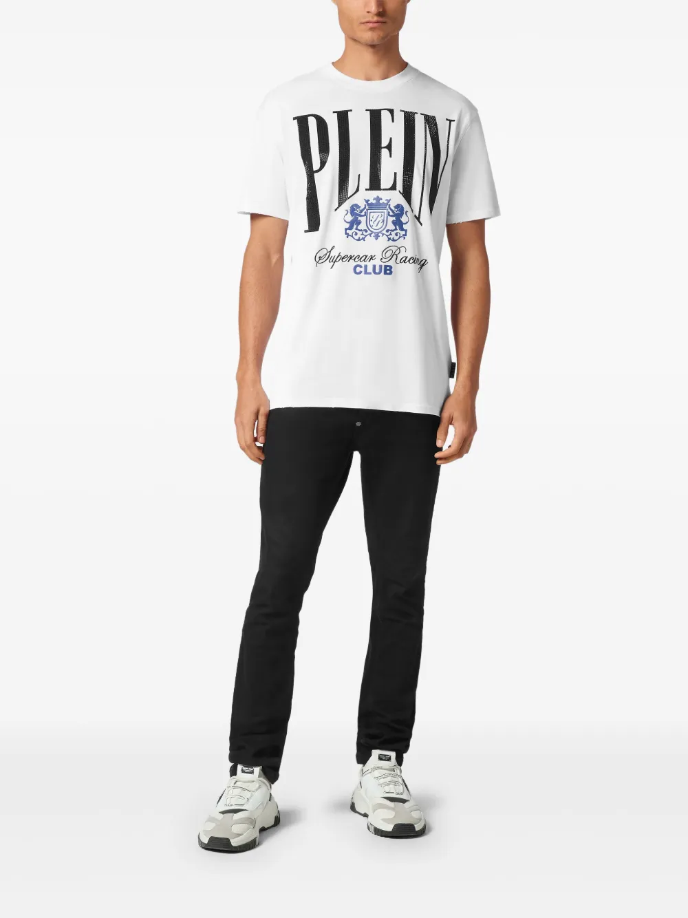 Philipp Plein Cars Racing T-shirt met stras - Wit