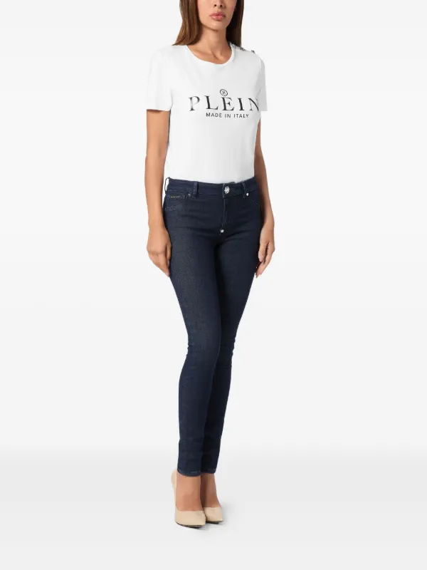Jeans Skinny Philipp Plein 347PP - Taille 31 - Bleu Foncé - Logo Personnalisé - Neuf Avec étiquettes